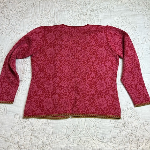 Oleana silk+wool floral jacquard cardigan sweater - Picture 7 of 7